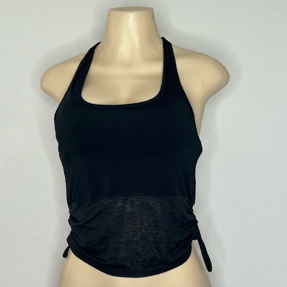 Fabletics Black Ruched Side Racerback Workout Tank Top Athletic Yoga Top